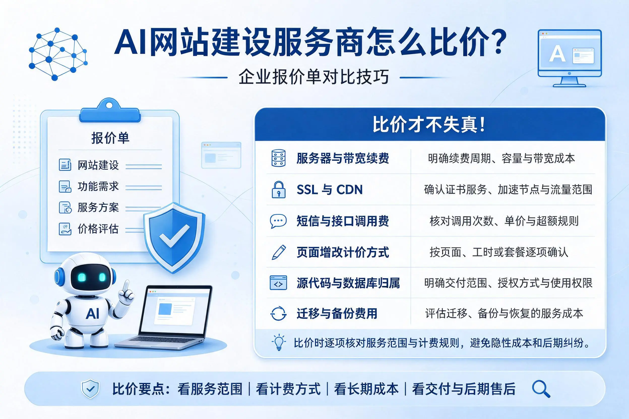 AI网站建设服务商怎么比价?锦州企业报价单对比技巧