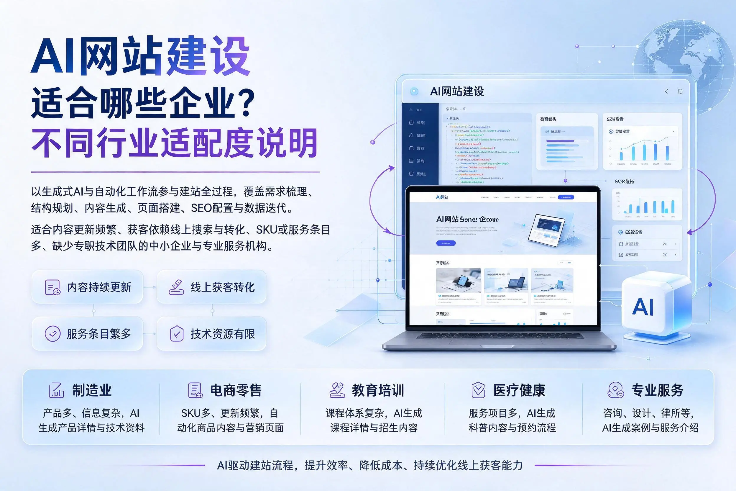 AI网站建设适合哪些企业?锦州不同行业适配度说明